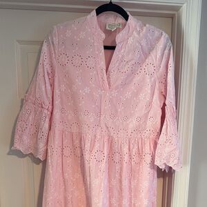 Sail to Sable Pink Eyelet Maxi Dress